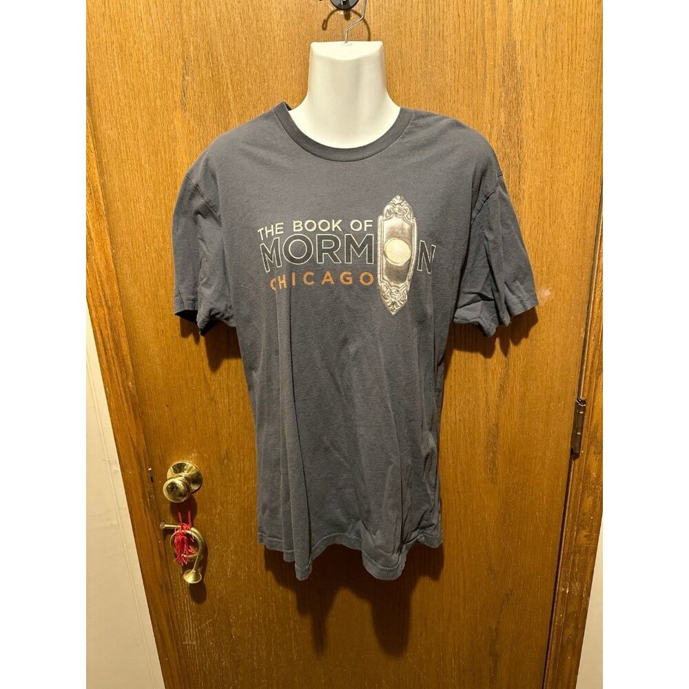 Size L large The Book Of Mormon The Musical Chicago t shirt grey